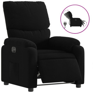 Sillón reclinable eléctrico de tela negro H