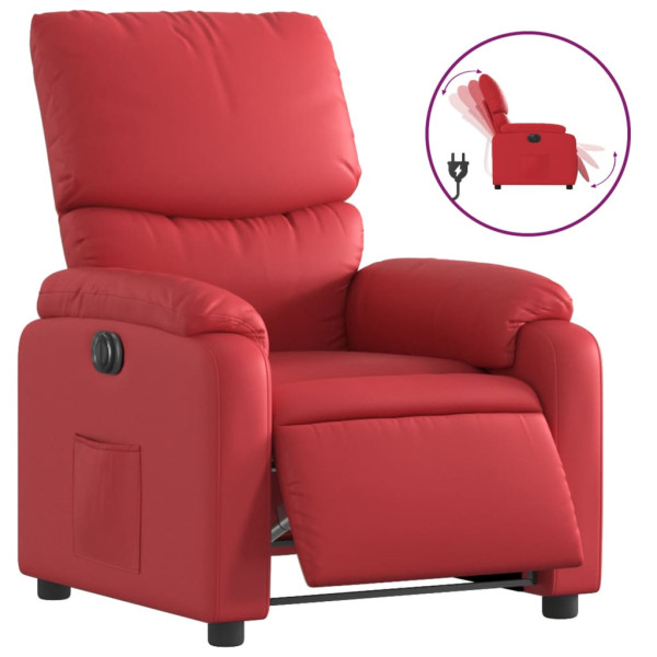 Sillón reclinable eléctrico de cuero sintético rojo M 2