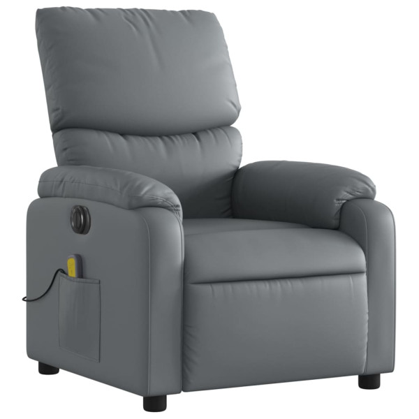 Sillón de masaje reclinable eléctrico cuero sintético gris M 3