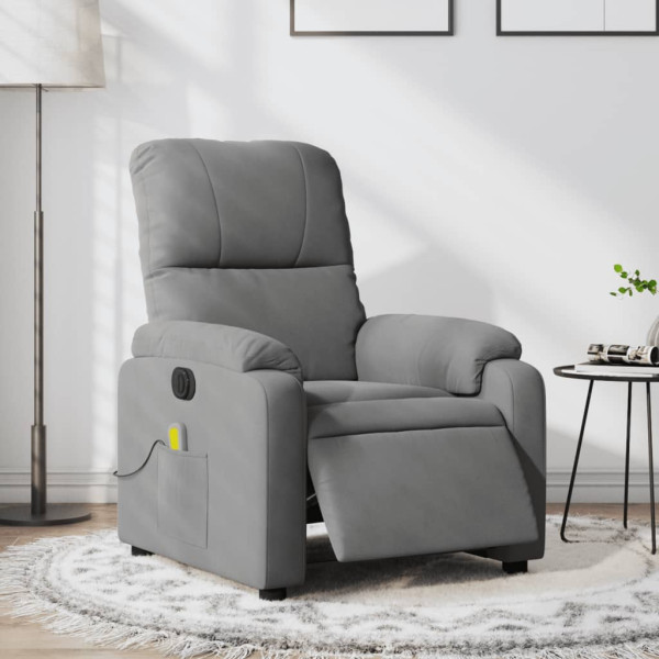 Sillón reclinable masaje eléctrico tela microfibra gris oscuro D