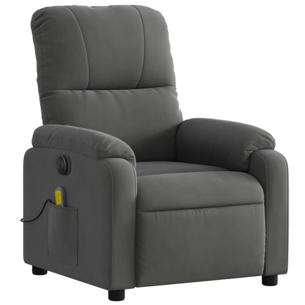 Sillón reclinable masaje eléctrico tela microfibra gris oscuro M 3