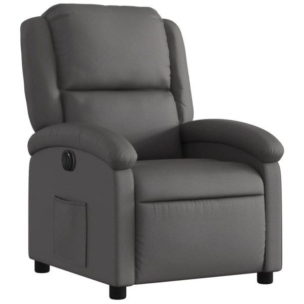 Sillón reclinable eléctrico de cuero auténtico gris M 3