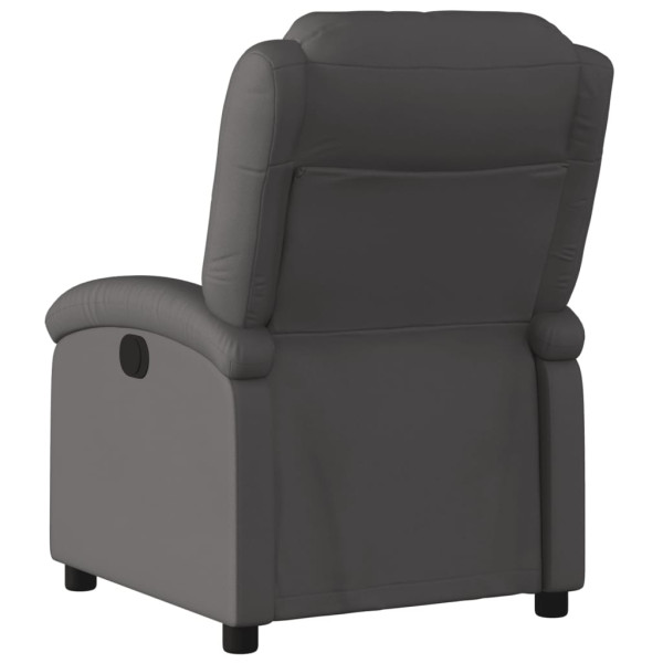 Sillón reclinable eléctrico de cuero auténtico gris M 4