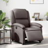 Sillón reclinable eléctrico de cuero auténtico marrón oscuro 1