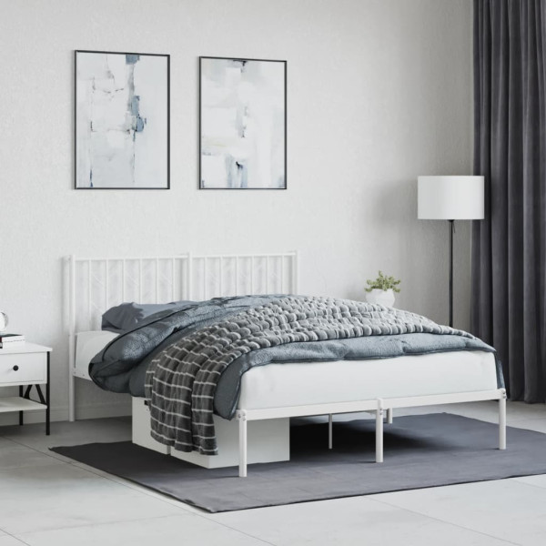 Estructura de cama con cabecero metal blanca 140x200 cm D