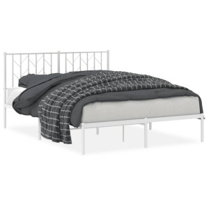 Estructura de cama con cabecero metal blanca 140x200 cm H