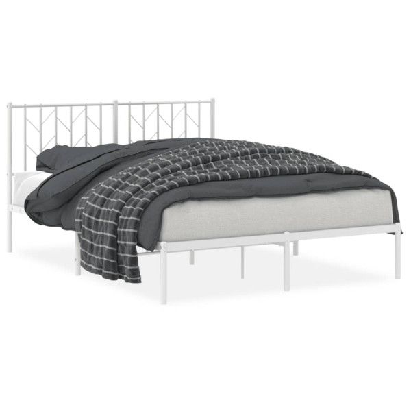 Estrutura de cama com cabeceira 140x200 cm metal branco M 2