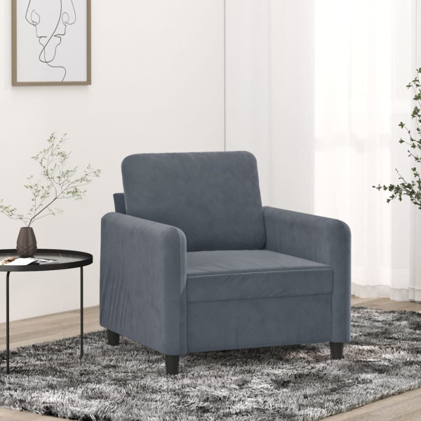 Sillón de terciopelo gris oscuro 60 cm D