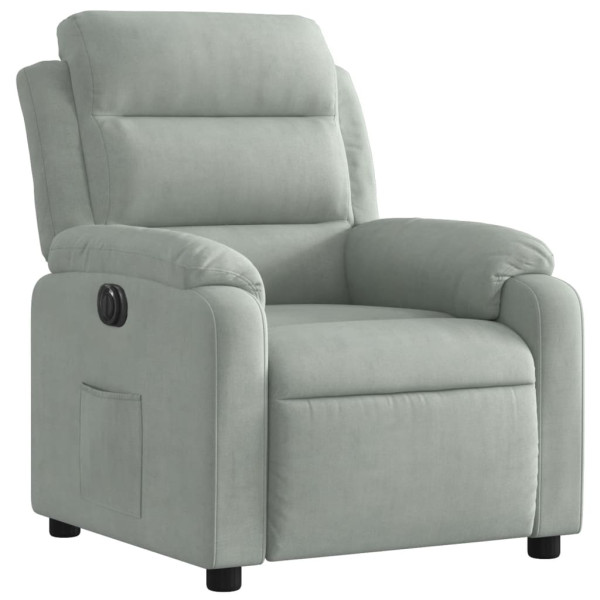 Sillón reclinable eléctrico de terciopelo gris claro M 3