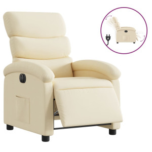 Sillón reclinable eléctrico de tela crema H