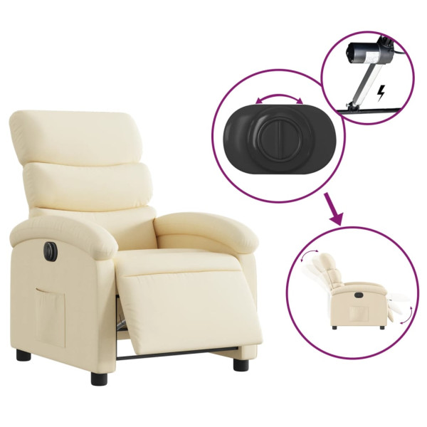 Sillón reclinable eléctrico de tela crema M 5