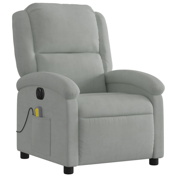 Sillón reclinable de masaje eléctrico terciopelo gris claro M 3