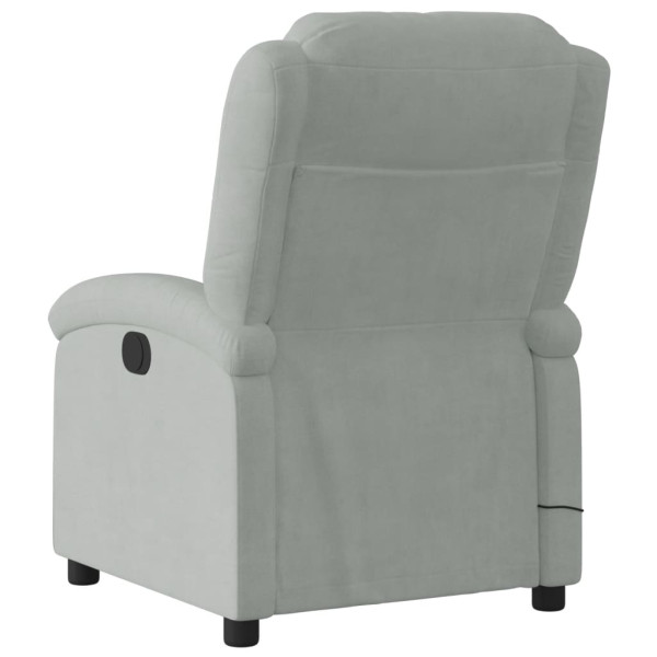Sillón reclinable de masaje eléctrico terciopelo gris claro M 4