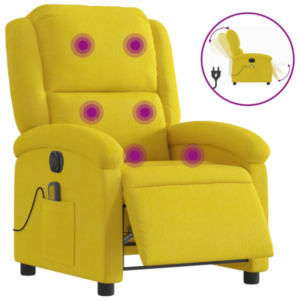 Sillón reclinable de masaje eléctrico terciopelo amarillo M 2