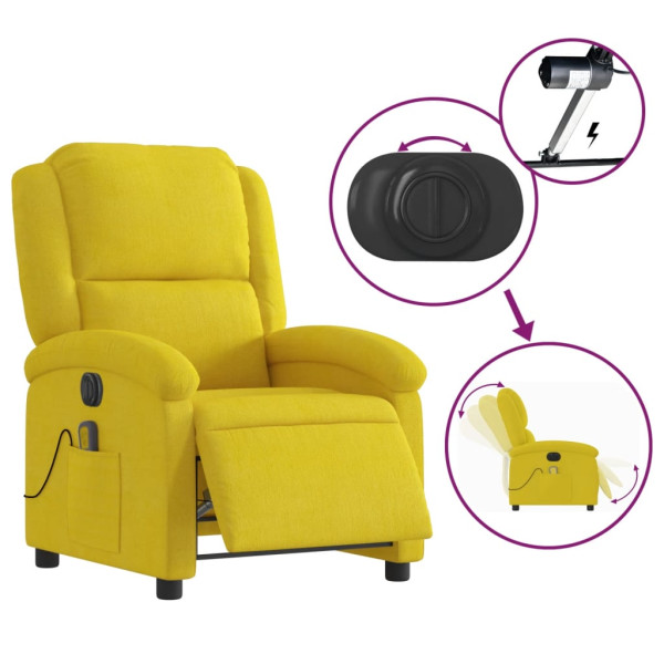 Poltrona de massagens reclinável elétrica veludo amarelo M 5
