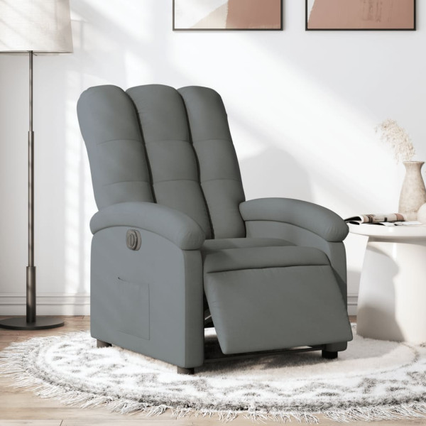 Sillón reclinable eléctrico de tela gris oscuro D