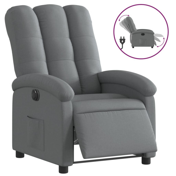 Sillón reclinable eléctrico de tela gris oscuro M 2