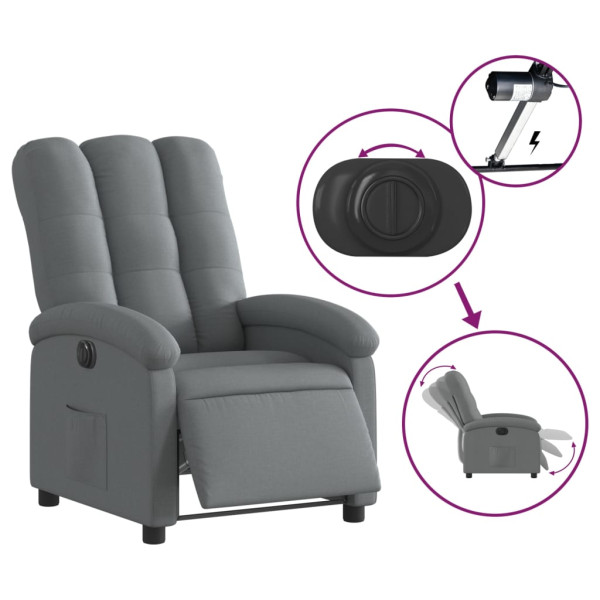 Sillón reclinable eléctrico de tela gris oscuro M 5