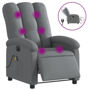 Sillón reclinable de masaje eléctrico tela gris oscuro H