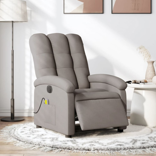 Sillón reclinable de masaje eléctrico tela gris taupe D