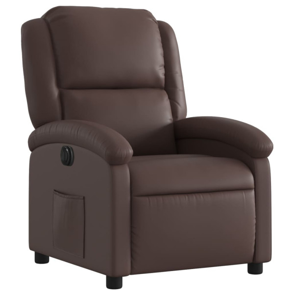 Sillón reclinable eléctrico de cuero sintético marrón M 3