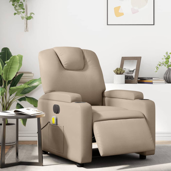 Sillón reclinable de masaje eléctrico cuero sintético capuchino D