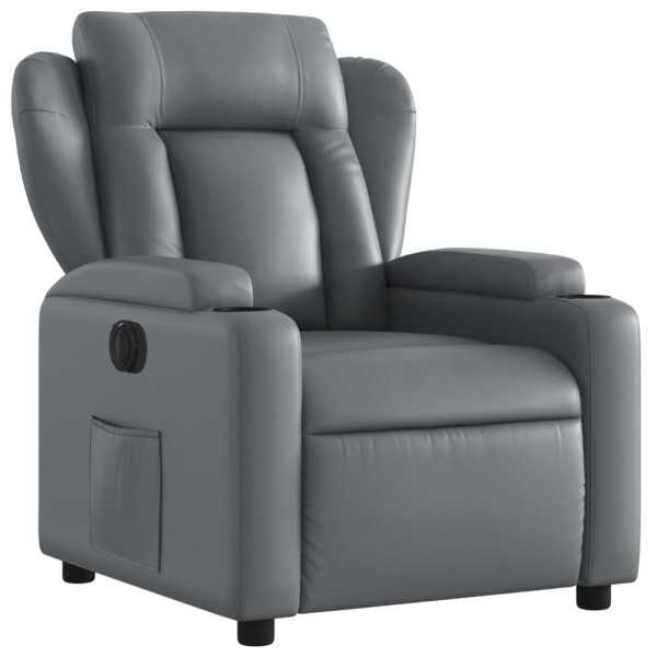 Sillón reclinable eléctrico de cuero sintético gris M 3