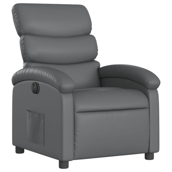 Sillón reclinable eléctrico de cuero sintético gris M 3