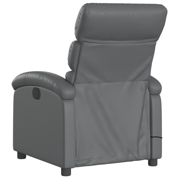 Sillón de masaje reclinable eléctrico cuero sintético gris M 4