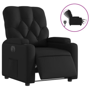 Sillón reclinable eléctrico de cuero sintético negro H