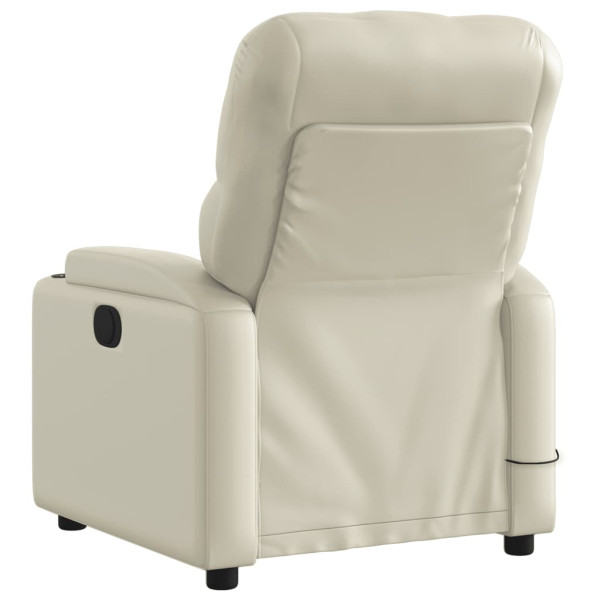 Sillón de masaje reclinable eléctrico cuero sintético crema M 4