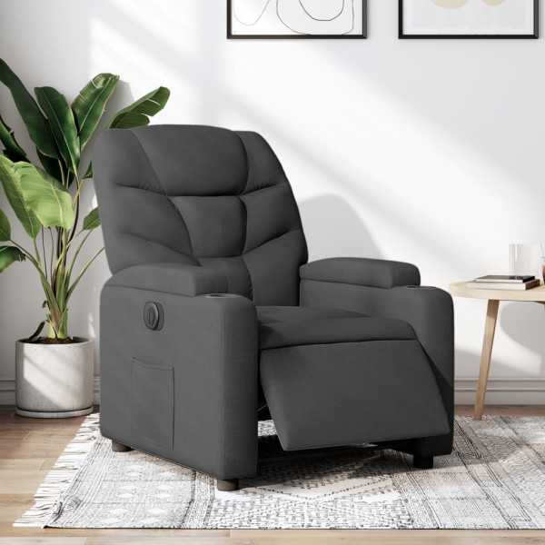 Sillón reclinable eléctrico de tela gris oscuro D
