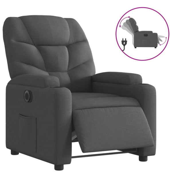 Sillón reclinable eléctrico de tela gris oscuro M 2
