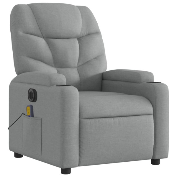 Sillón reclinable de masaje eléctrico tela gris claro M 3