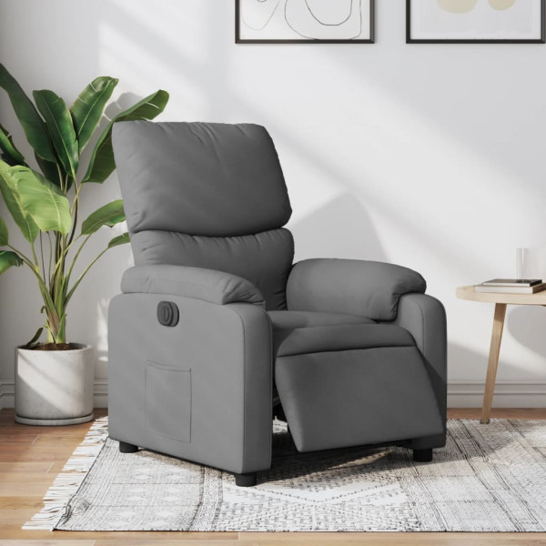 Sillón reclinable eléctrico de tela gris oscuro D