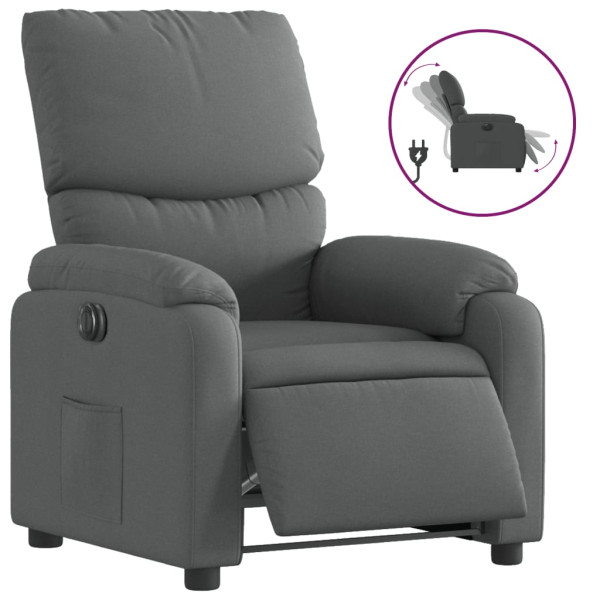 Sillón reclinable eléctrico de tela gris oscuro M 2