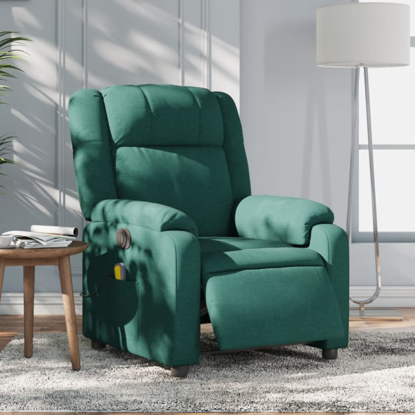 Sillón reclinable de masaje eléctrico tela verde oscuro D