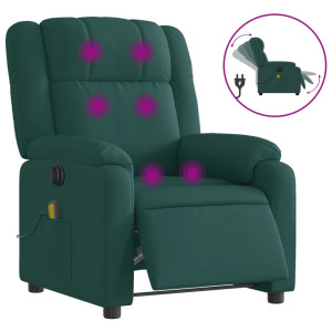 Sillón reclinable de masaje eléctrico tela verde oscuro H