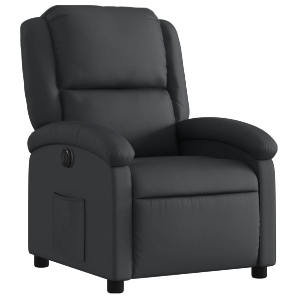 Sillón reclinable eléctrico de cuero auténtico negro M 3