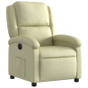 Sillón reclinable eléctrico de cuero auténtico blanco crema 3
