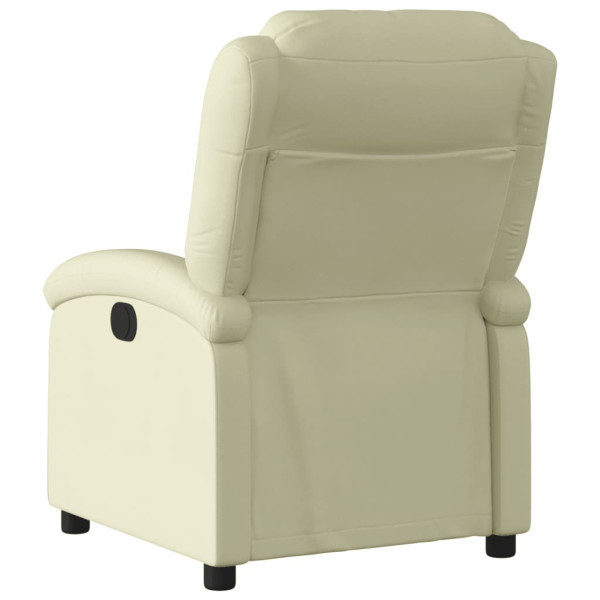 Sillón reclinable eléctrico de cuero auténtico blanco crema M 4