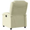 Sillón reclinable eléctrico de cuero auténtico blanco crema 4
