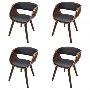 Sillas de comedor 4 uds madera curvada piel sintética marrón H