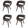 Cadeiras jantar 4pcs madeira curvada couro artificial  castanho 2