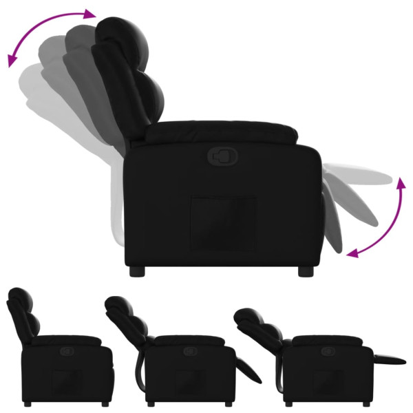 Sillón reclinable de cuero sintético negro M 4