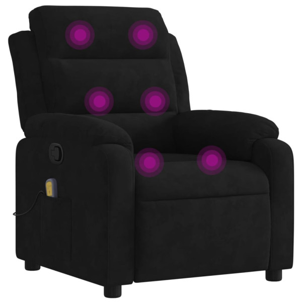 Sillón de masaje reclinable de terciopelo negro M 2