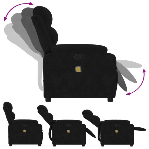Sillón de masaje reclinable de terciopelo negro M 5