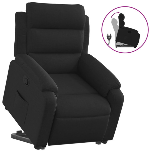 Sillón reclinable elevable tela negro M 2
