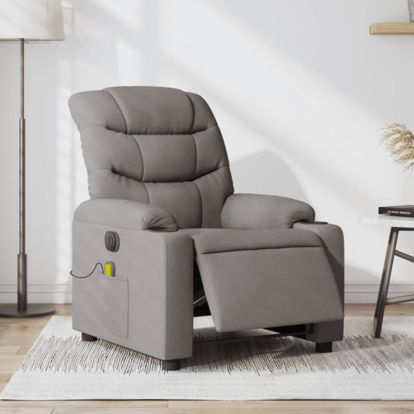 Sillón reclinable de masaje eléctrico tela gris taupe D