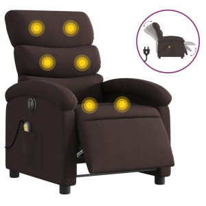 Sillón reclinable de masaje eléctrico tela marrón oscuro H